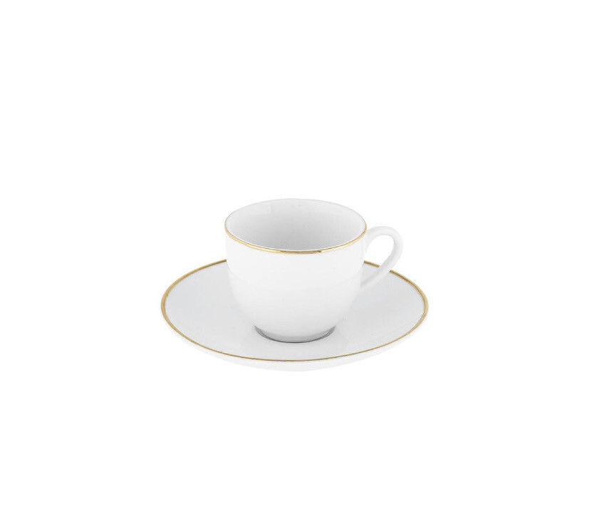 Set 4 tazzine caffè bianco 90 ml con piattino Cinnamon H&H Porcellana