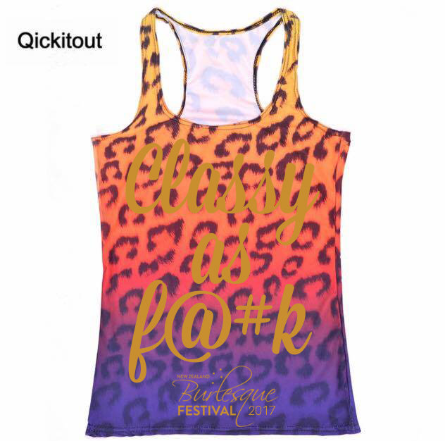 NZBF17 Multicolour Leopard print "Classy as F@#K" singlet 1117