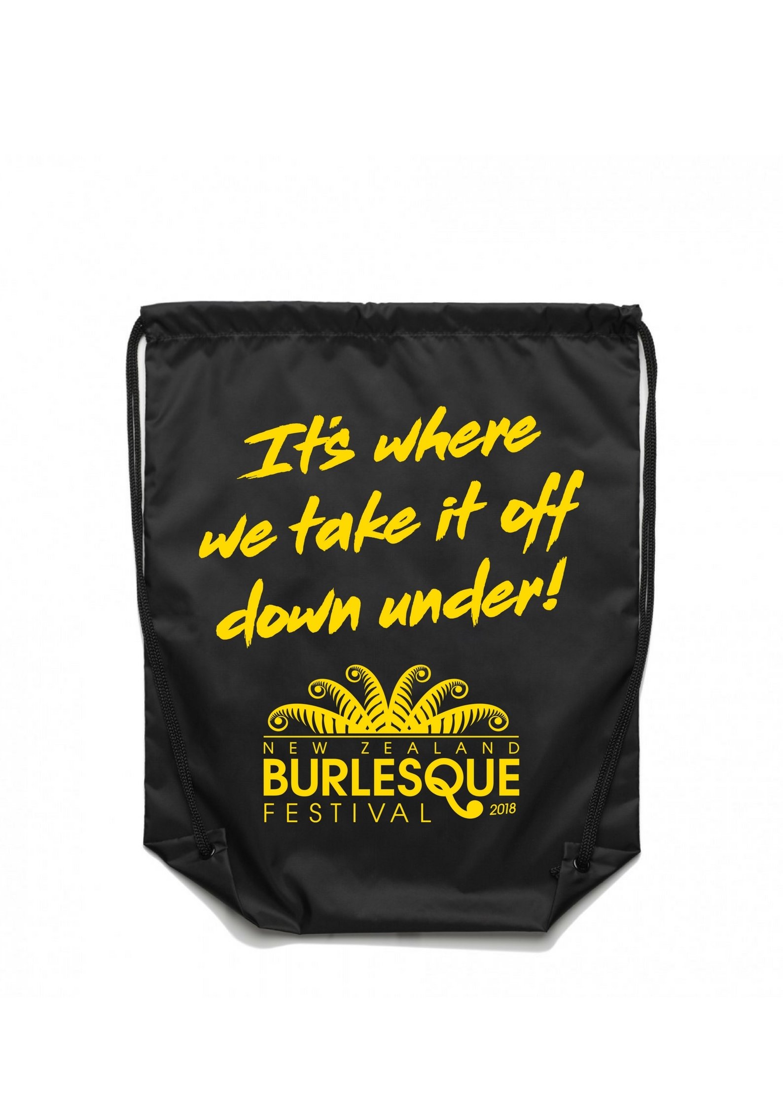 NZBF18 Drawstring Bag - Yellow on Black 00024