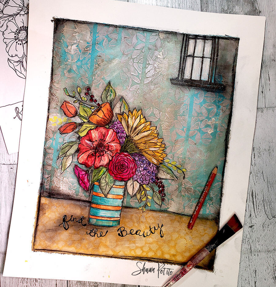 Find the beauty mixed media original on 100lb bristol paper 16x20 to be