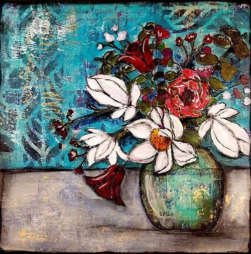 "True" flower vase Print on Wood and Print to be Framed