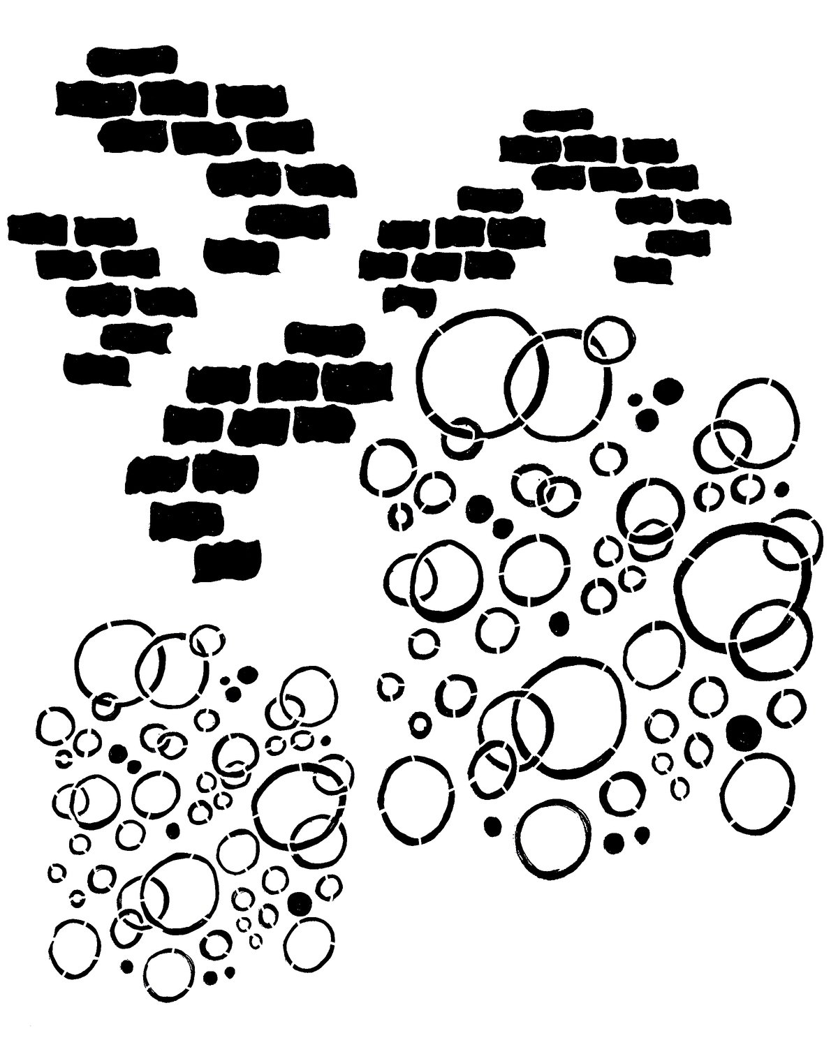 Bricks and bubbles 8x10 stencil