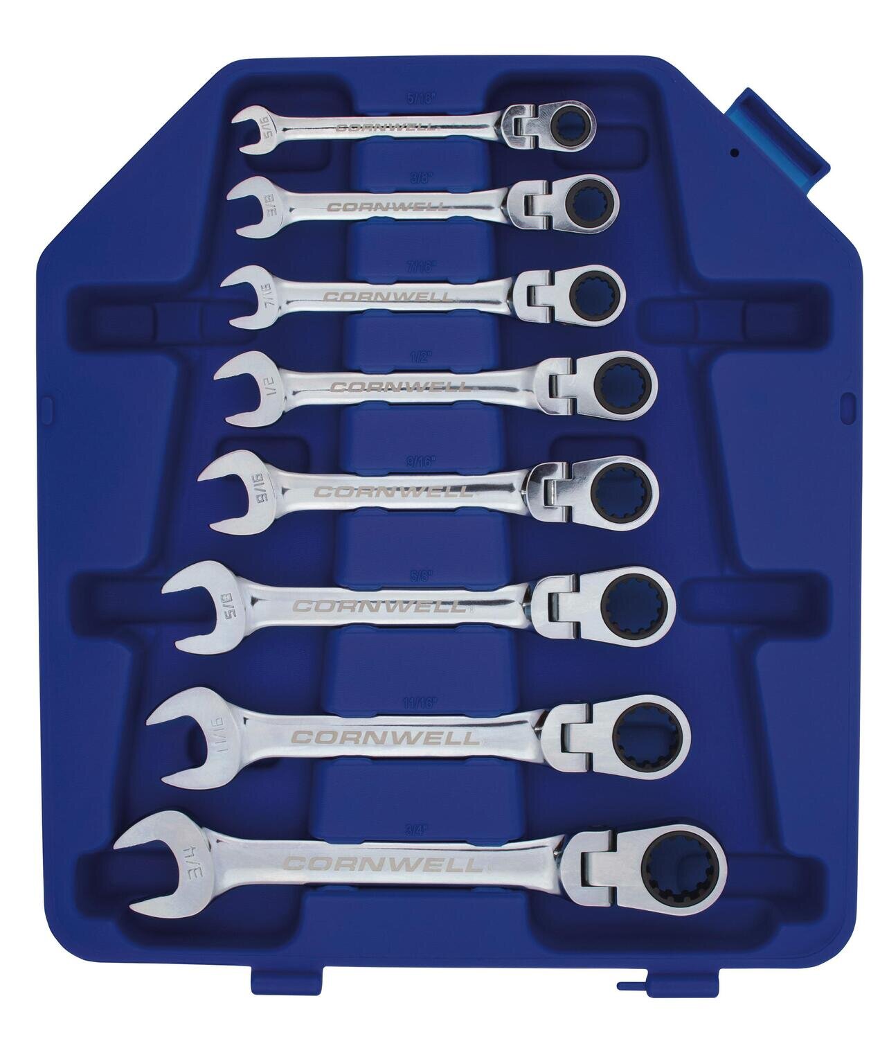 CRW8SFA 8 Piece SAE Flex Head Ratcheting Combination Box Wrench Set