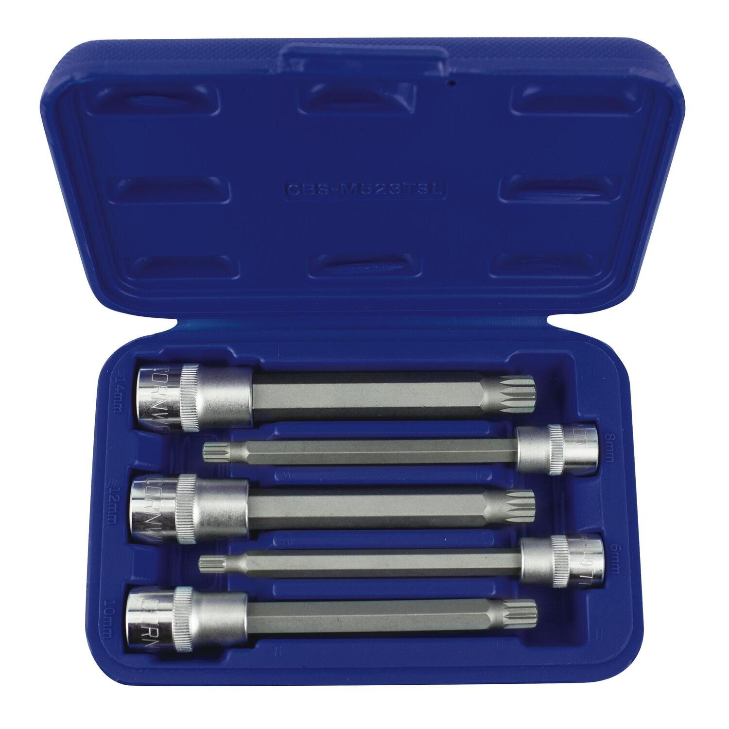 CBSM523TSL 5 Piece 3/8” & 1/2” Drive Long Triple Square Metric Bit