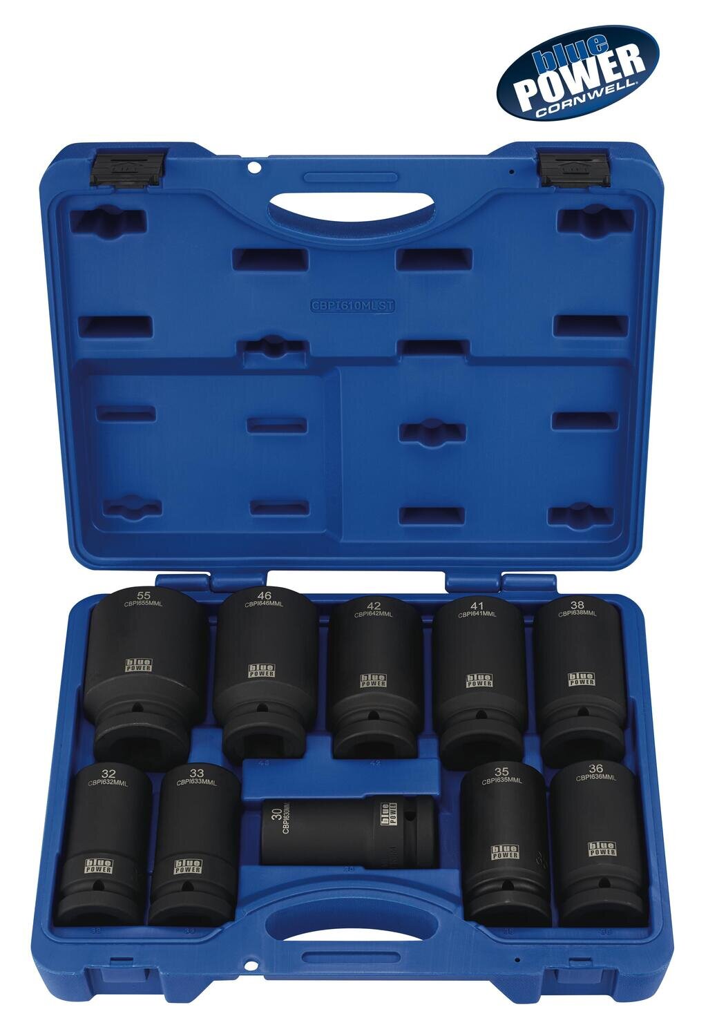 CBPI610MLST 10 Piece 1" Drive Cornwell® bluePOWER® Metric Deep Power