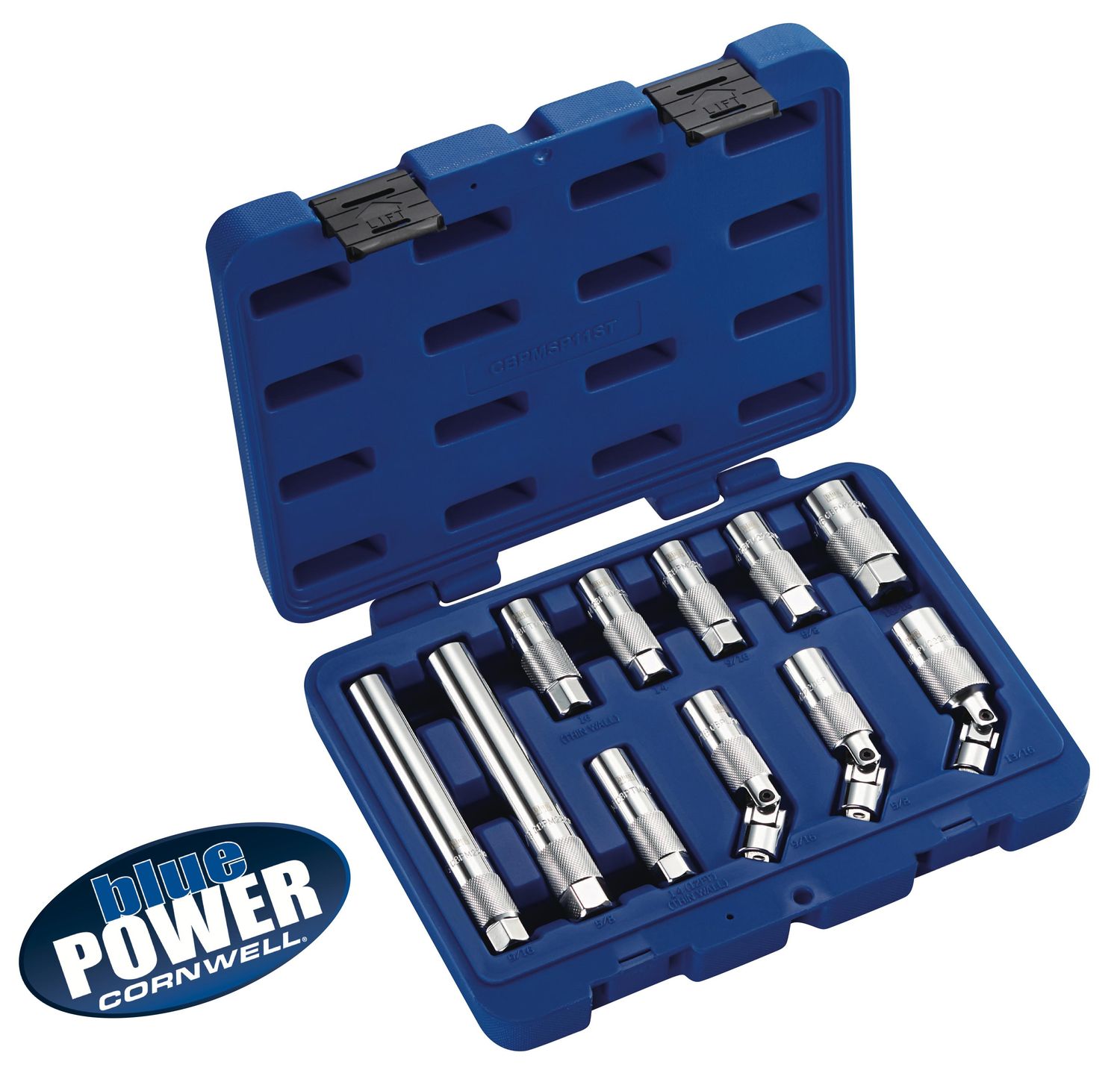 CBPMSP11ST 11 Piece 3/8" Drive Cornwell® bluePOWER® Spark Plug Socket Set