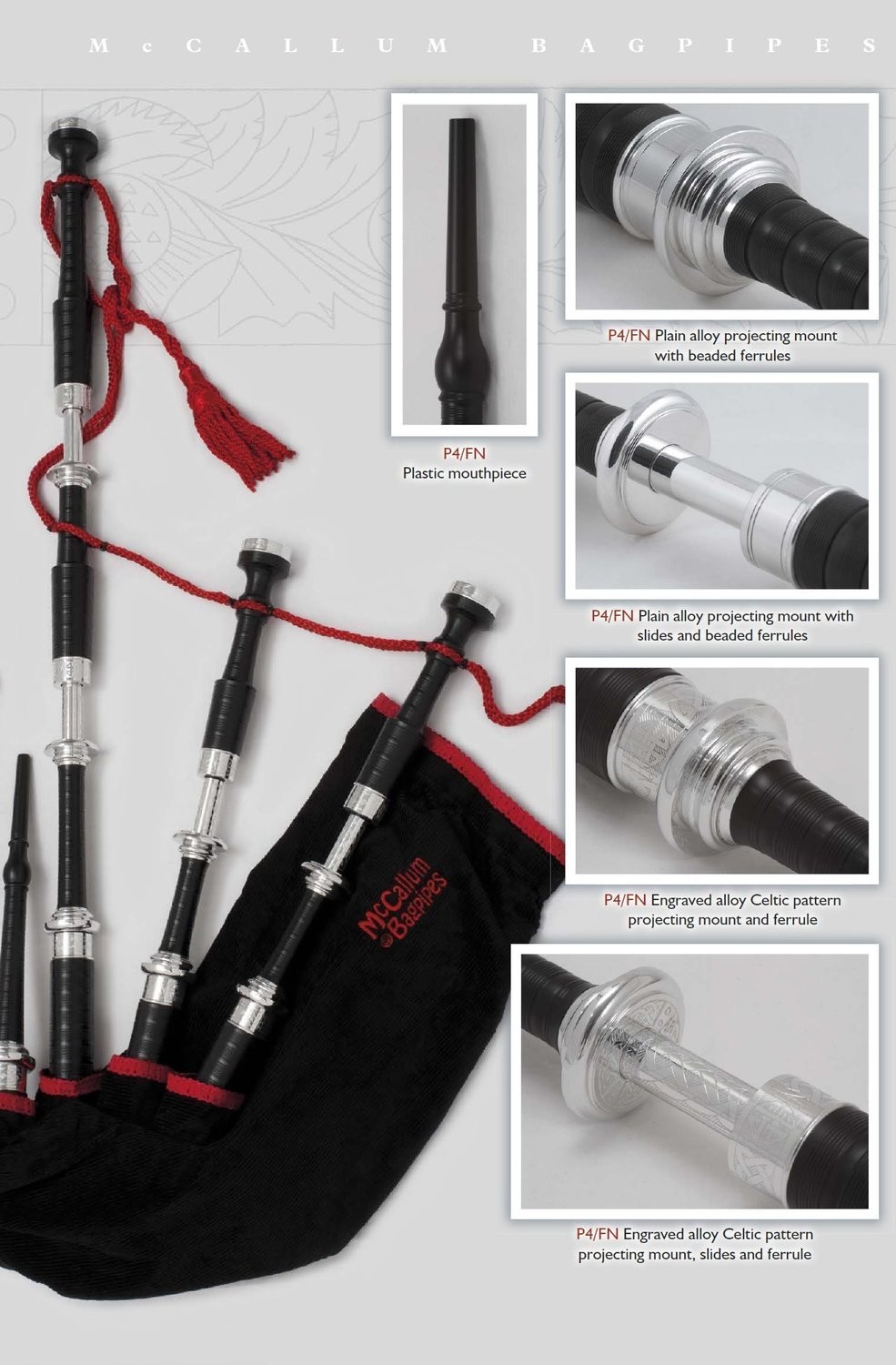 McCallum Bagpipes Full Alloy Acetyl Bagpipe Shop MG Reeds