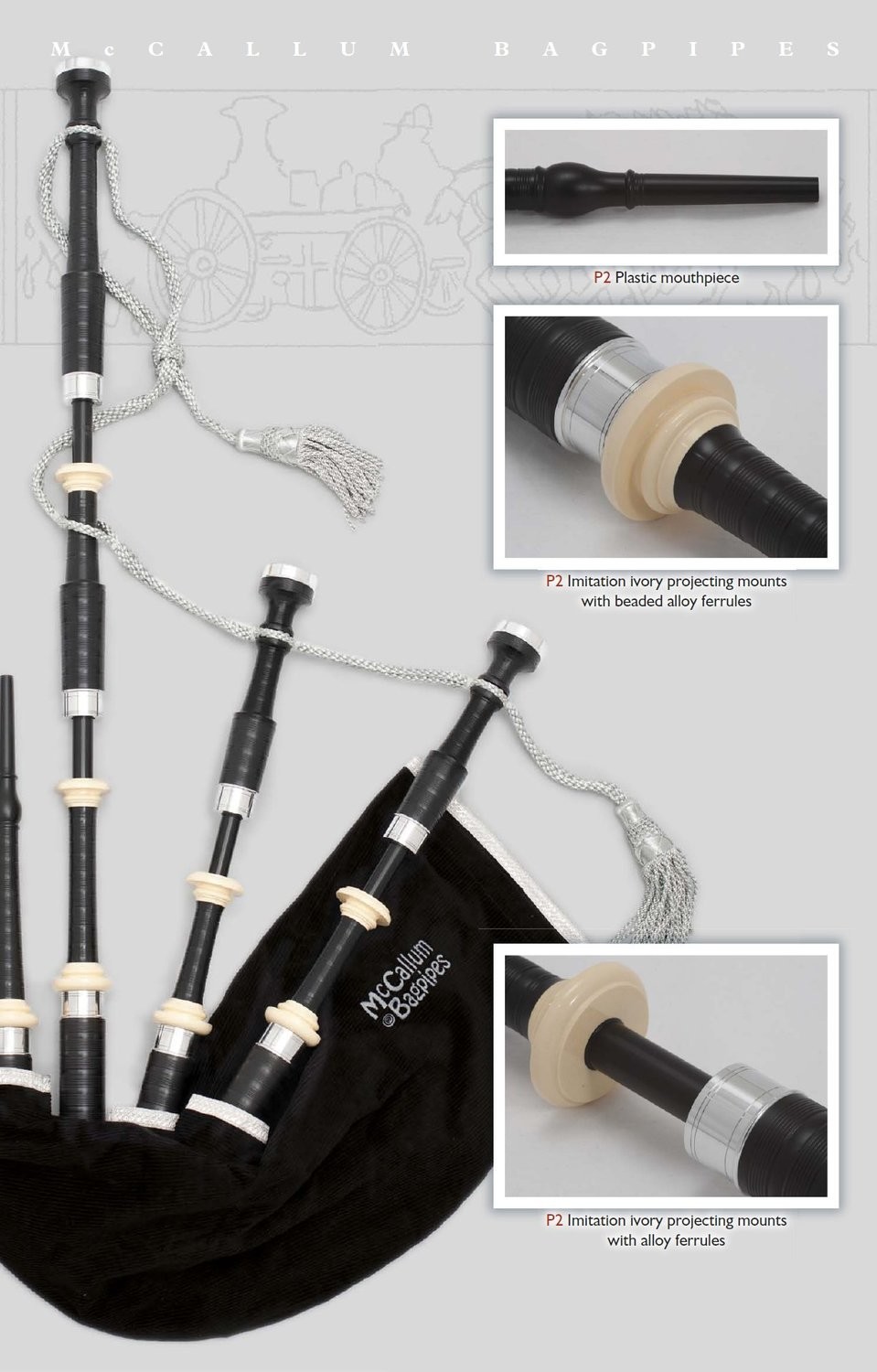 McCallum Bagpipes P2 Acetyl Bagpipe Shop MG Reeds