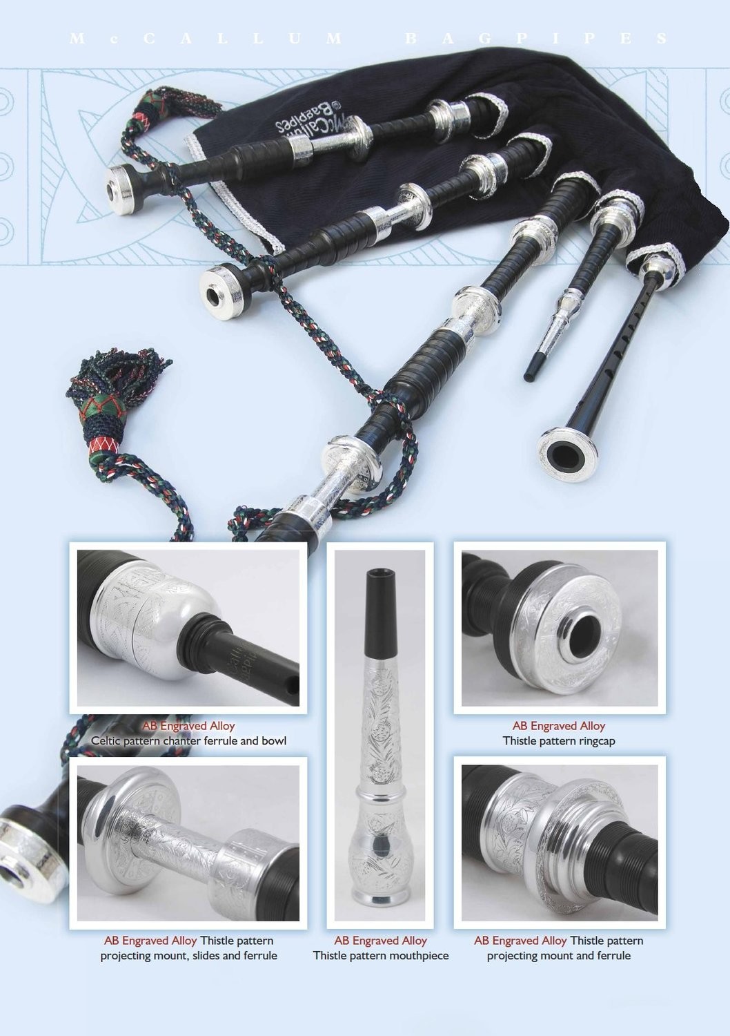 McCallum Bagpipes Full Alloy Bagpipe Shop MG Reeds