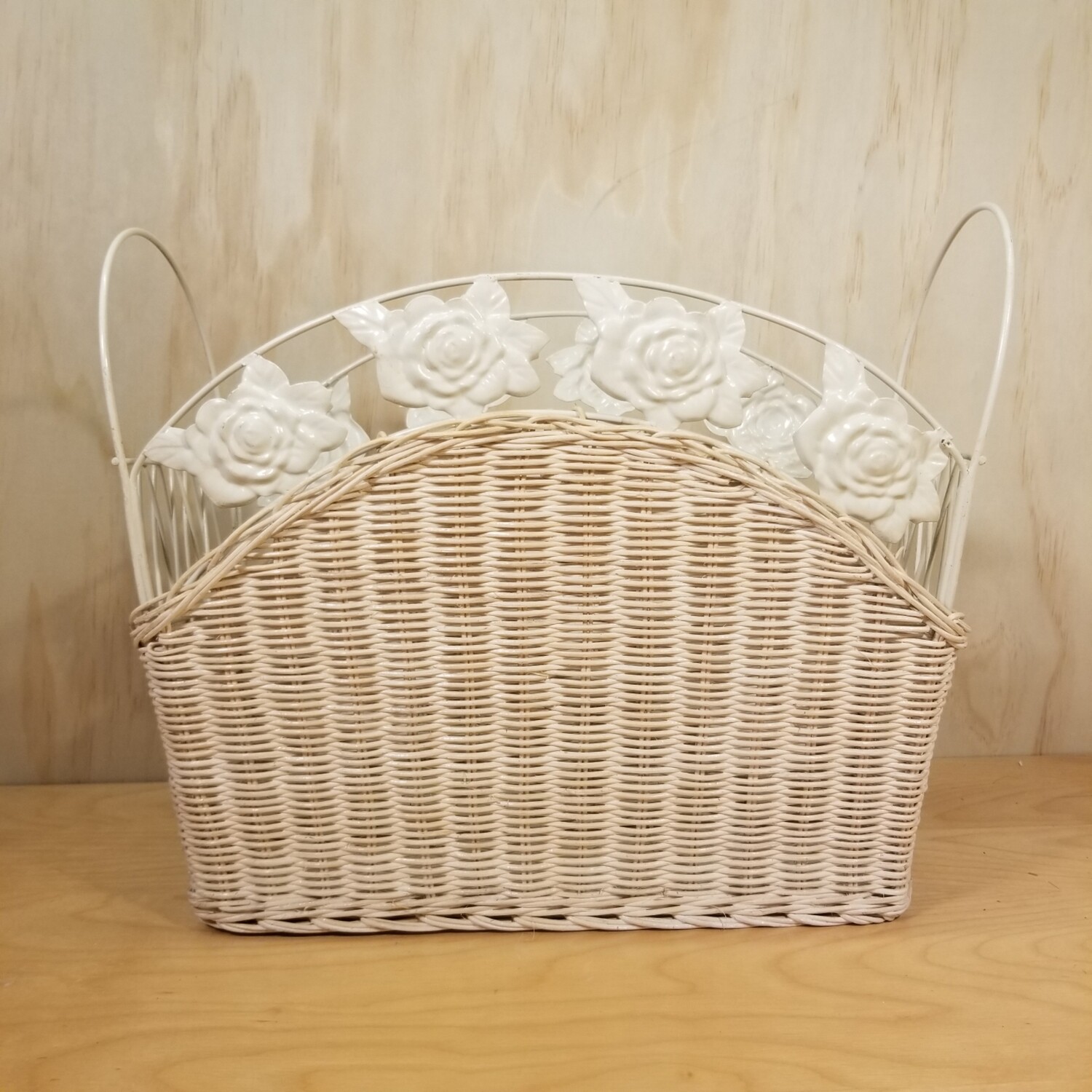 White Iron Wicker Basket