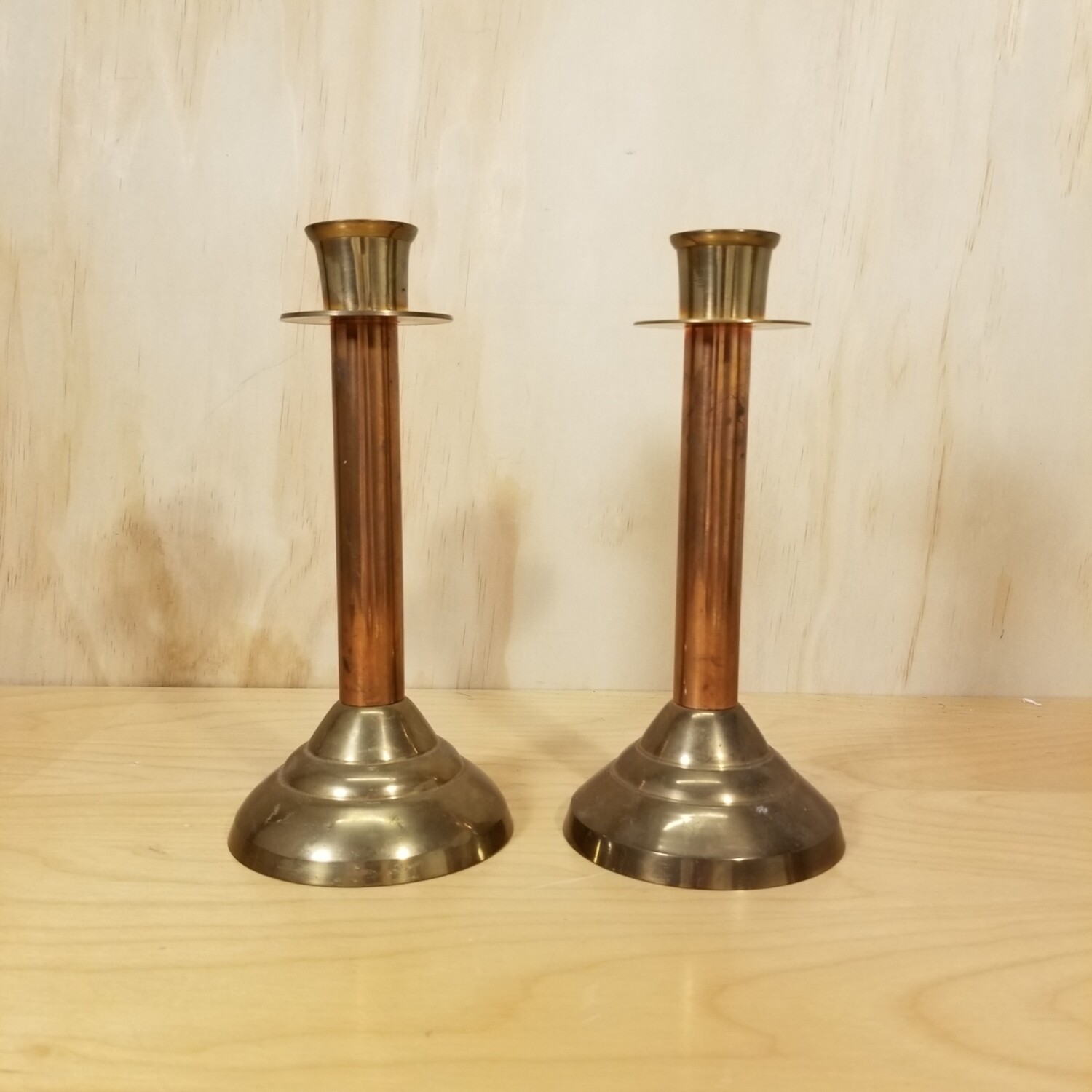 Brass & Copper Candle Holder Set