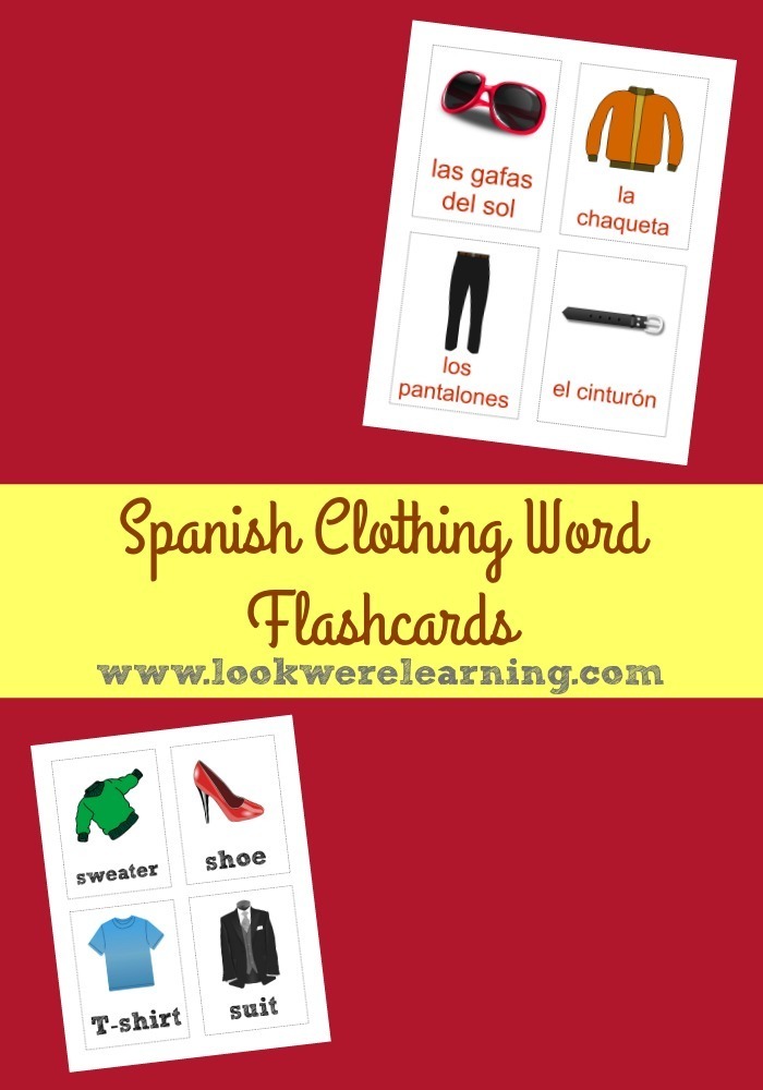 Printable Spanish Clothing Word Flashcards Store Look! We're Learning!