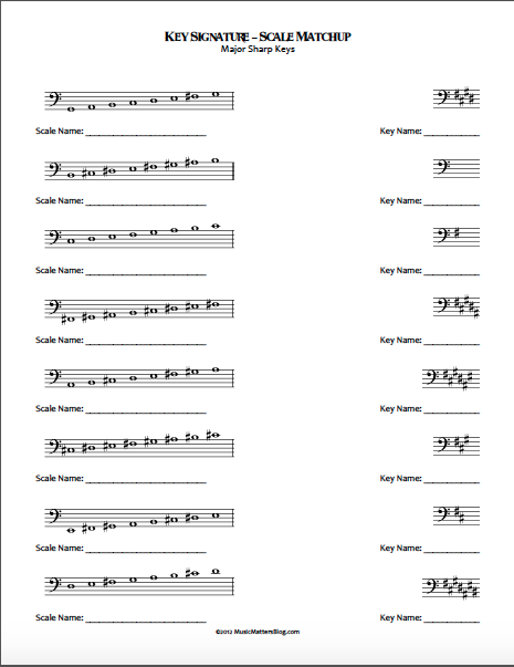 Free Key Signature Scale Matchup Worksheets - Store - Music Matters Blog