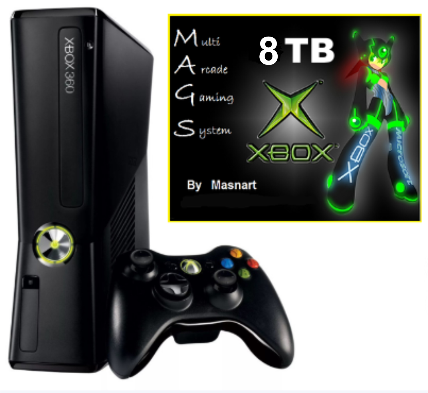 8TB Modded Xbox 360 Slim With Accessories And 100 Guarantee With A One Year Warranty