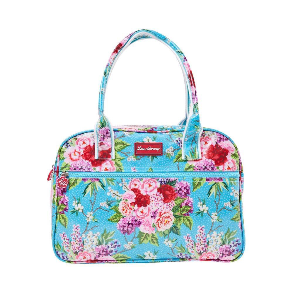 Lou Harvey Nadia Hand/Camera/Vanity Bag Vintage Floral Aqua
