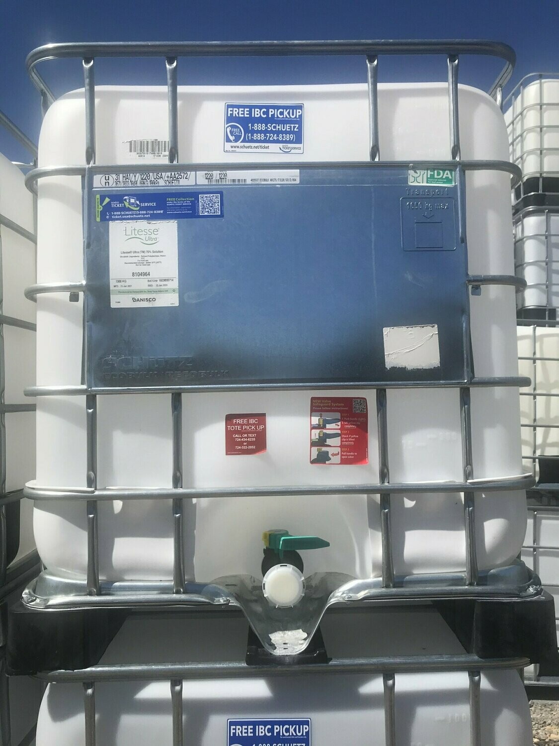 FDA Approved Food Grade Triple Cleaned 275 Gallon Tanks