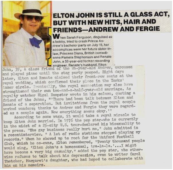John, Elton / Elton John Is Still a Glass Act Magazine Article with 4 Photos (1986)