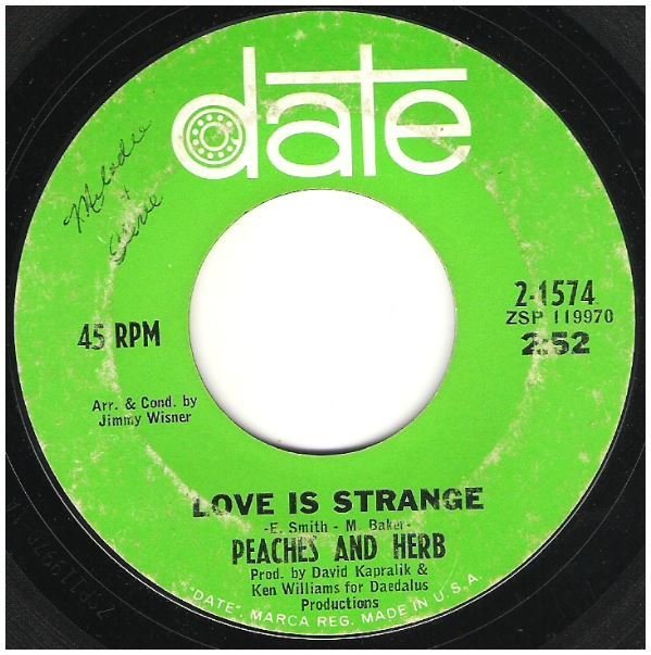 Peaches + Herb / Love Is Strange Date 21574 Single, 7" Vinyl