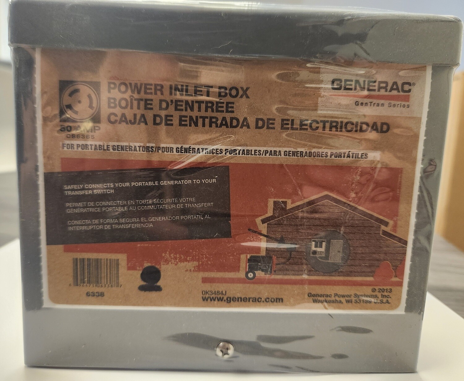Generac 50A Resin Power Inlet Box NEMA 3R Bottom Connection with Cover 6338