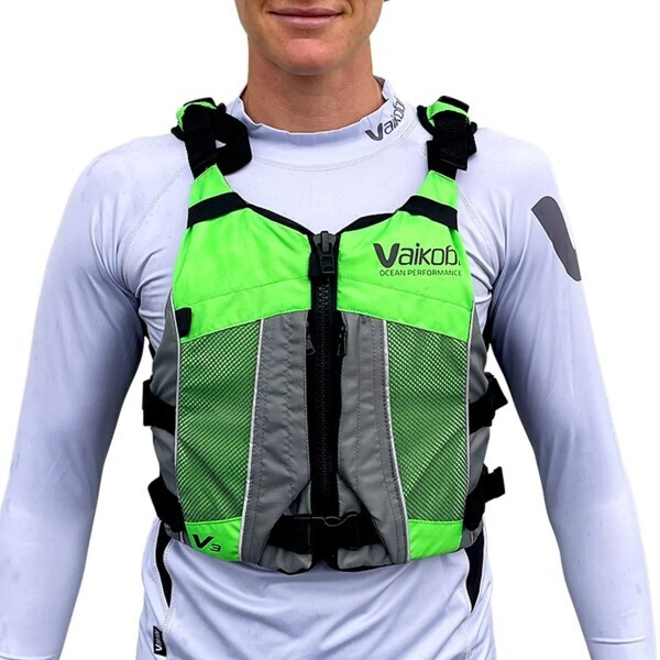 Vaikobi V3 OCEAN RACING PFD FLURO GREEN/GREY Shop Surfskis, Kayak
