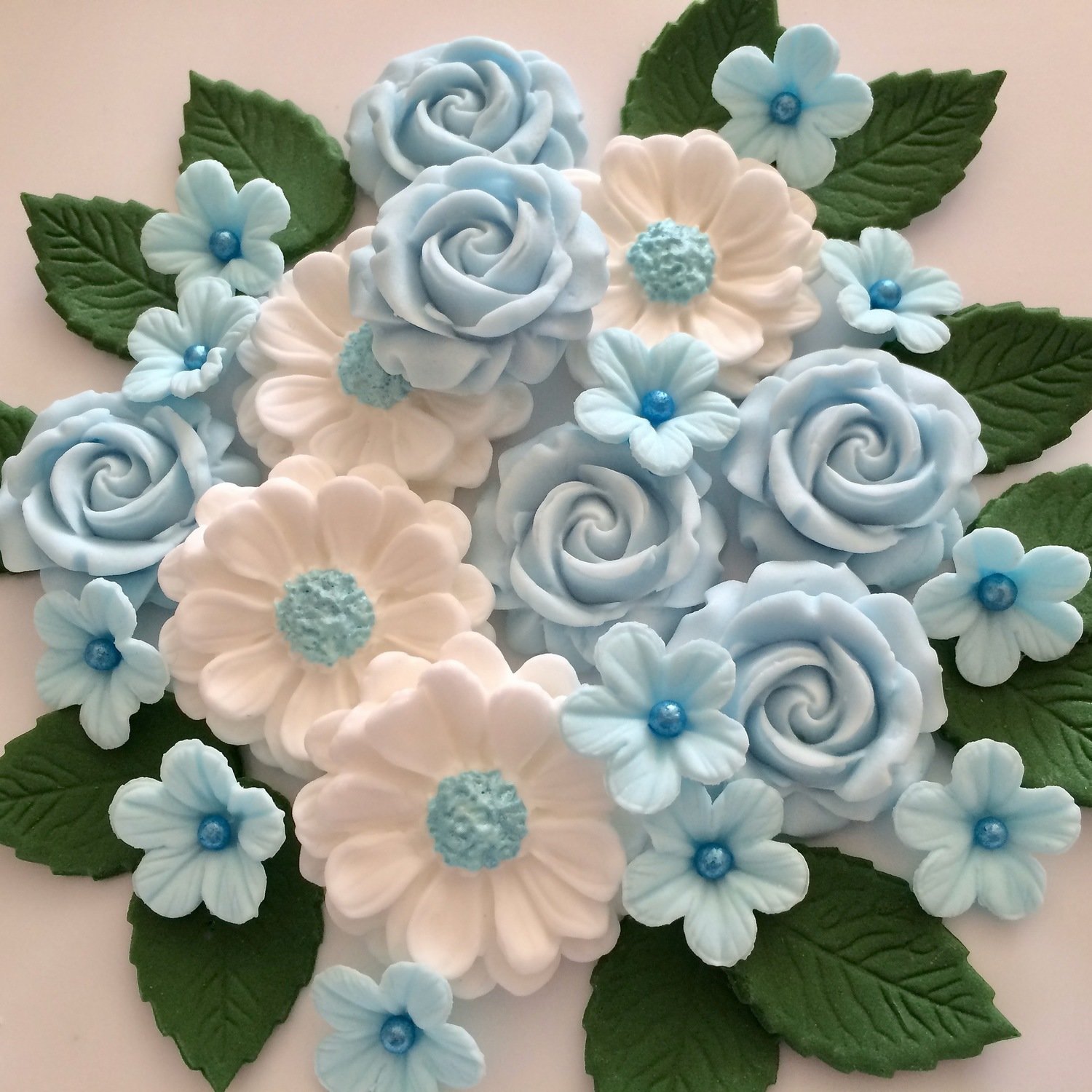 Pale Blue Rose Bouquet sugar flowers cake decorations