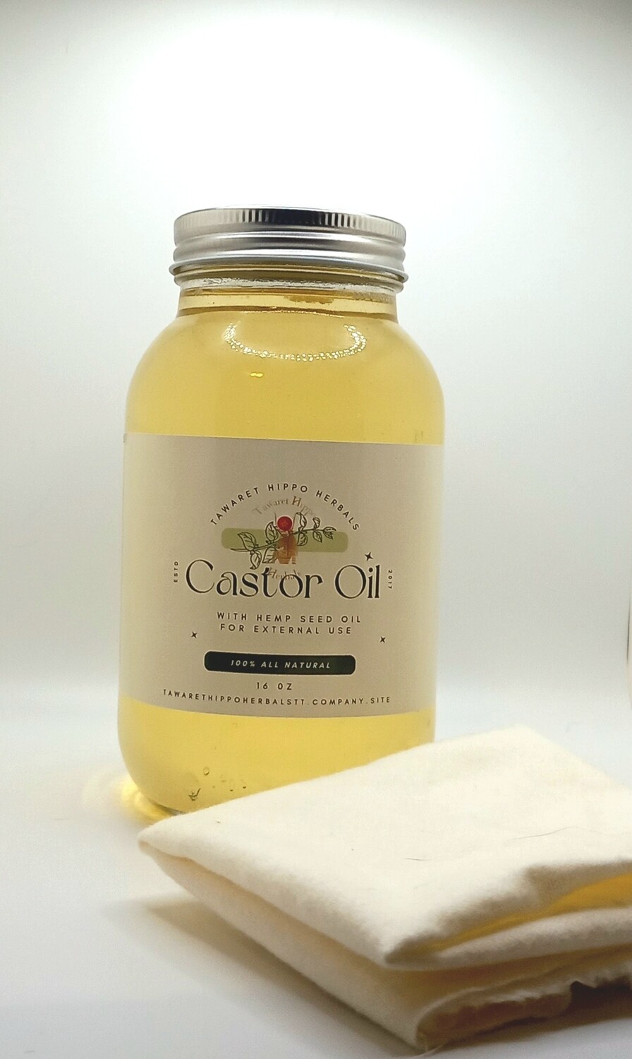 Castor and HempSeed herbal Oil infusion. 1 Liter Jar.