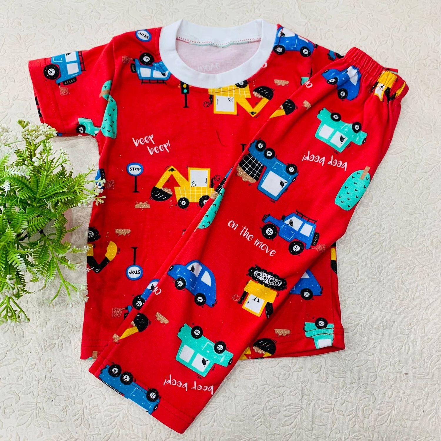 Babyhug 100% Cotton Clothing Gift Set Car Theme Red & White - Pack of 5 main image 0