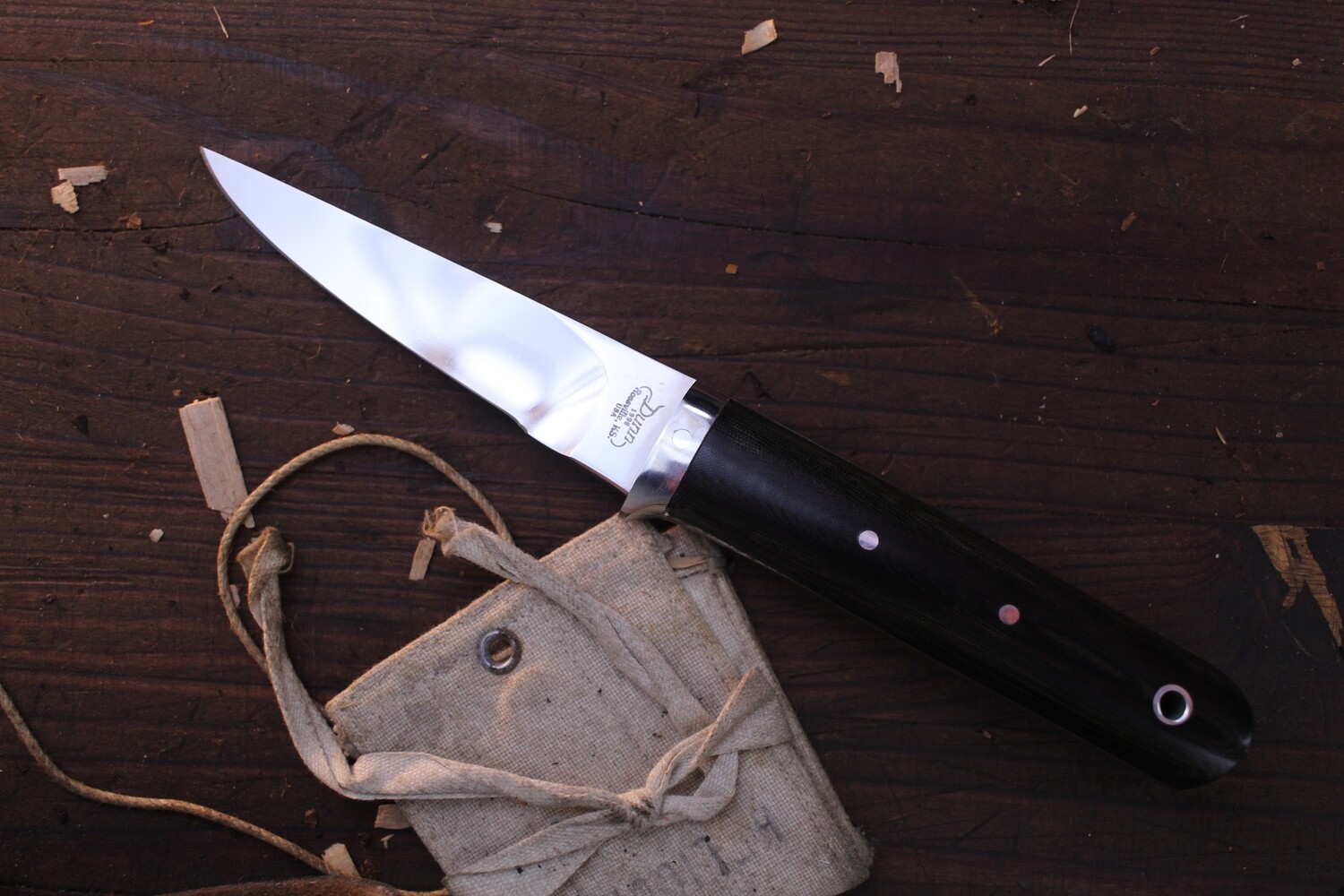 Dunn Knives Personal Carry 3.125" Fixed Blade / Black Micarta / Satin S30V