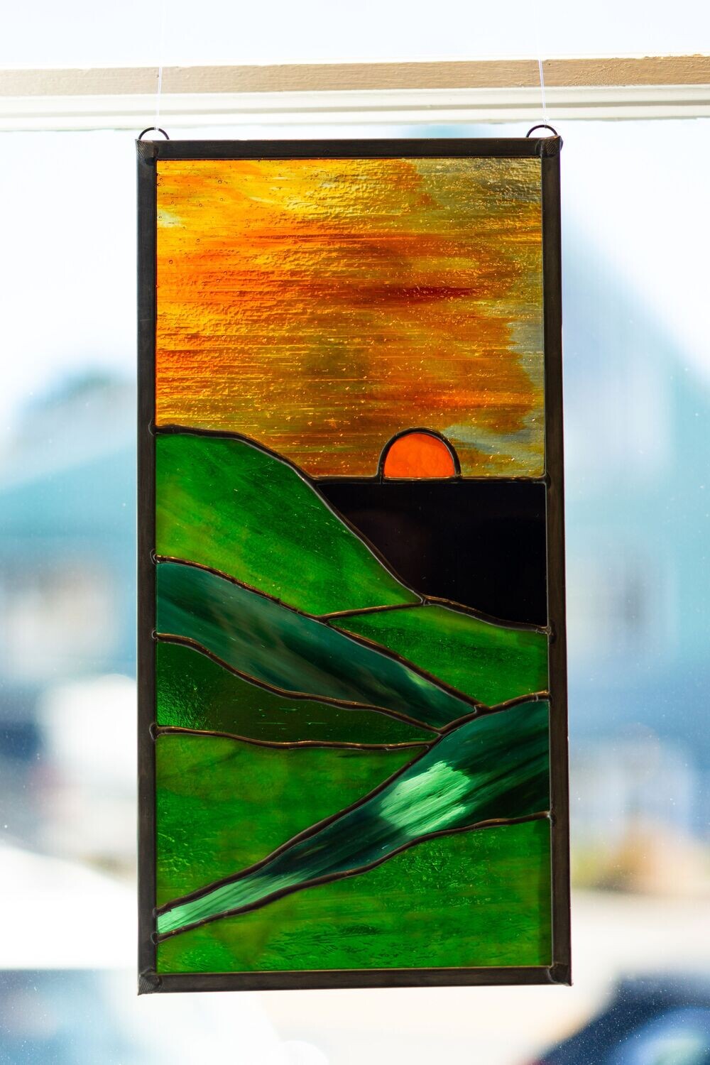 Jess Chesser Sunset Over the West 6.5 x 12.75 stained glass Store