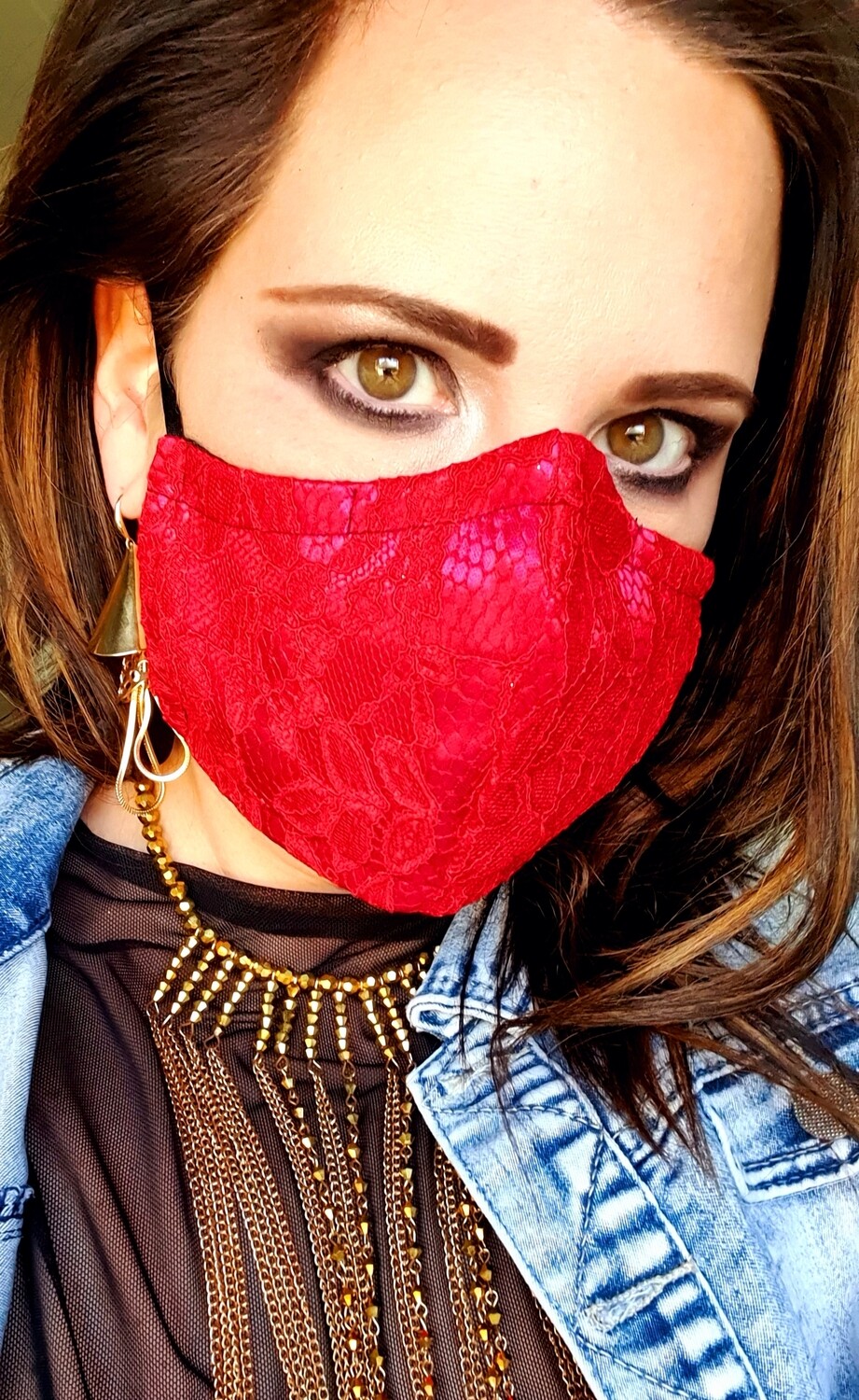 Red Lace Mask Plain