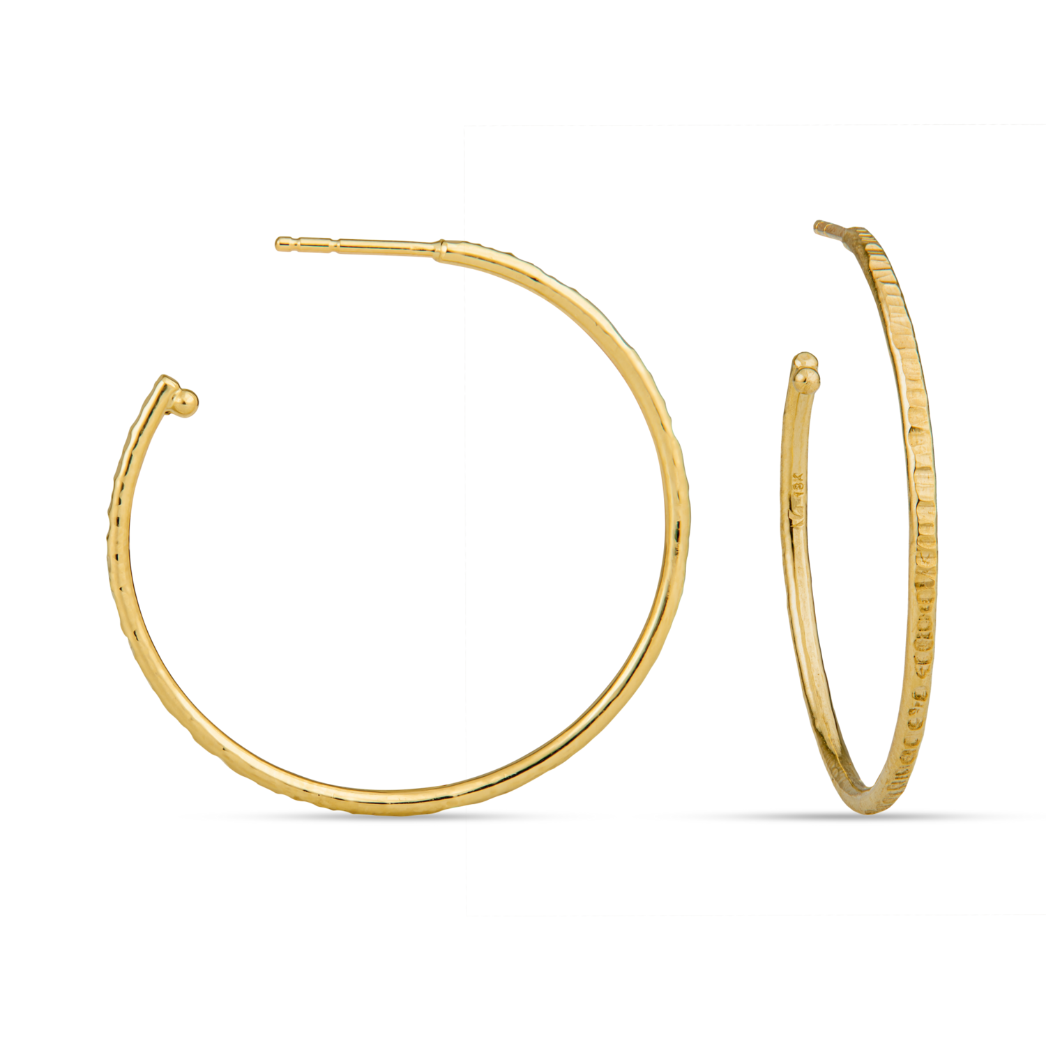 Hammered 18k Gold Hoops Large