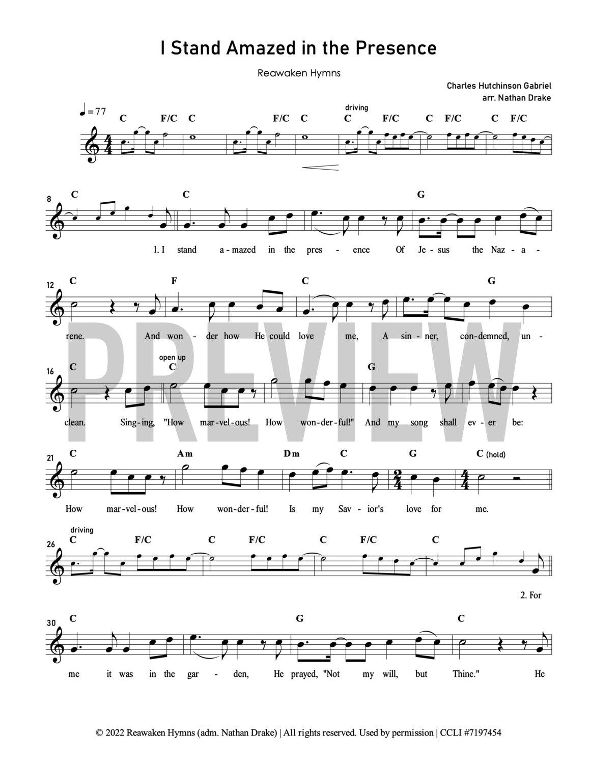 I Stand Amazed in the Presence Lead Sheet