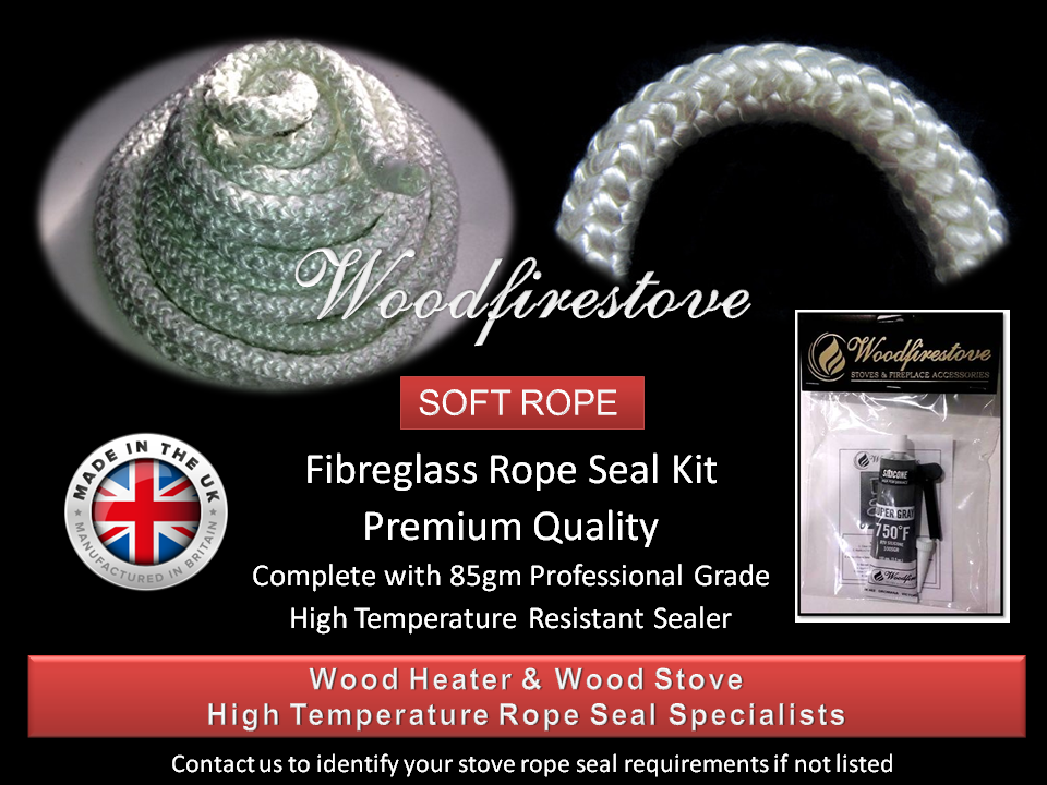 EUREKA DIAMOND WOOD HEATER Fibreglass DOOR ROPE SEAL KIT 2 Metres *Free Shipping K. Burrowes