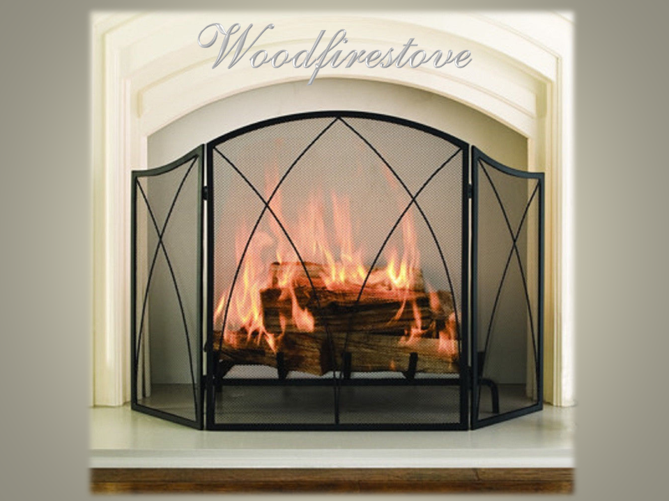 CHALEUR PROMINENT Firescreen Wrought Iron Style Spiral Arch 3 panel