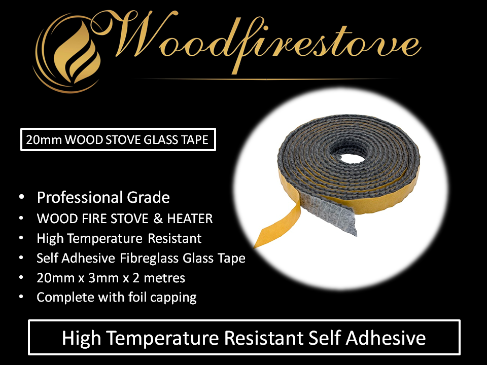 WOOD STOVE & HEATER Self Adhesive FLAT GLASS TAPE SEAL KIT (20mm) 2