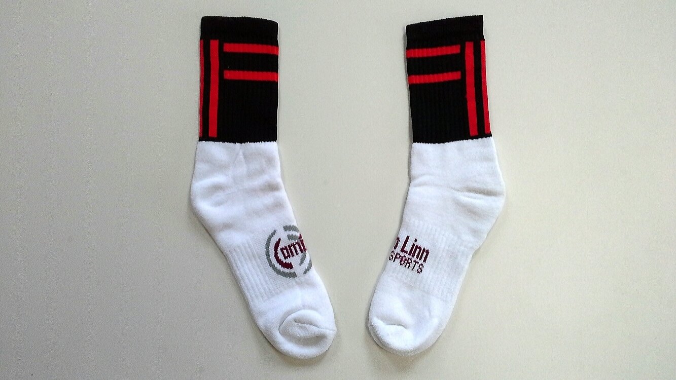 X Large Midi Socks Black and Red