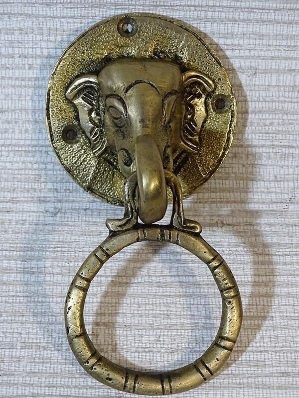 Poignée De Porte En Laiton Massif Faite à La Main - Forme éléphant, Finition Dorée - Neuf Dans Son Emballage