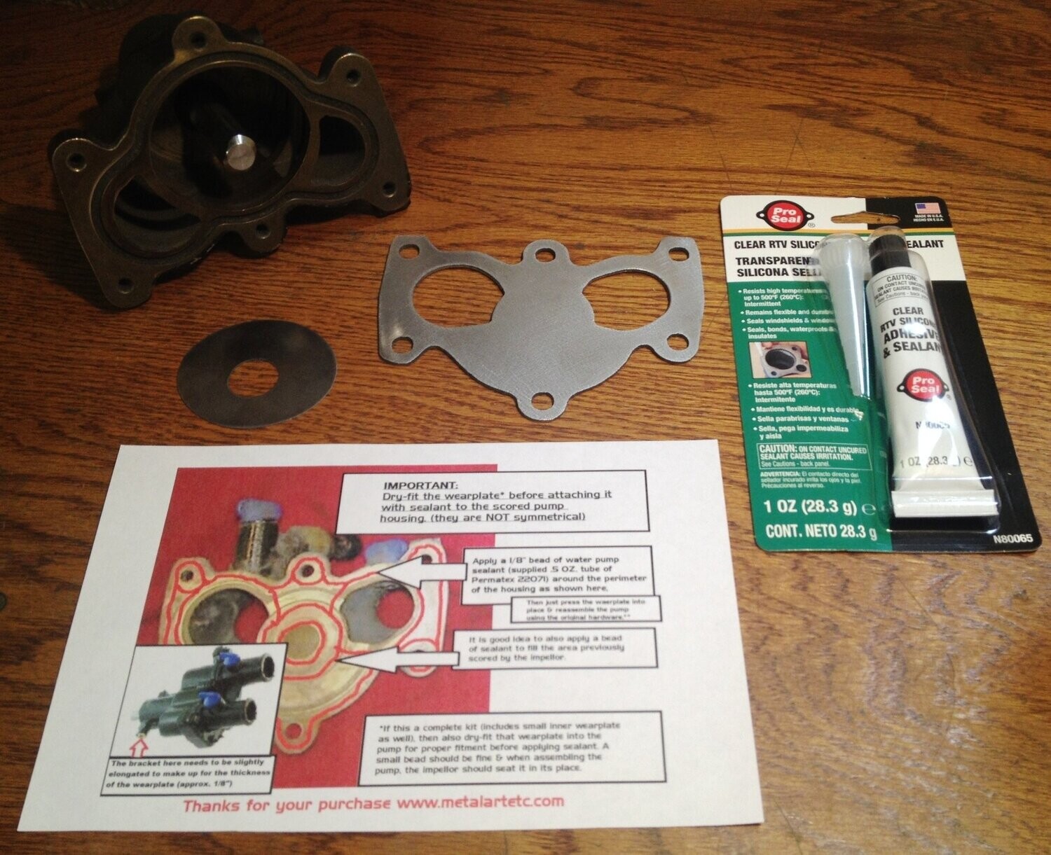 Mercruiser Seawater Raw Water Pump Stainless Steel Wear Plate "FULL" Kit