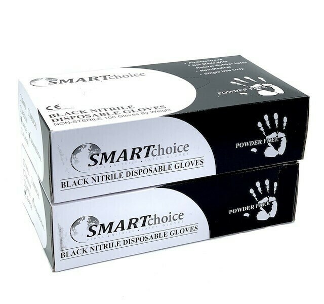SMARTCHOICE BLACK DISPOSABLE GLOVES DISPLAY OF 100CT