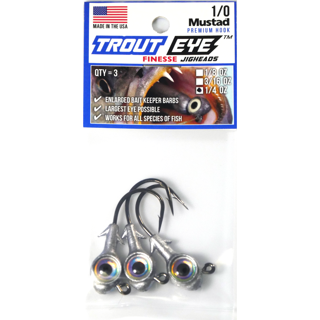 Trout Eye “Finesse” Jigheads 1/4 oz (Retail 3Pack) Store Eye