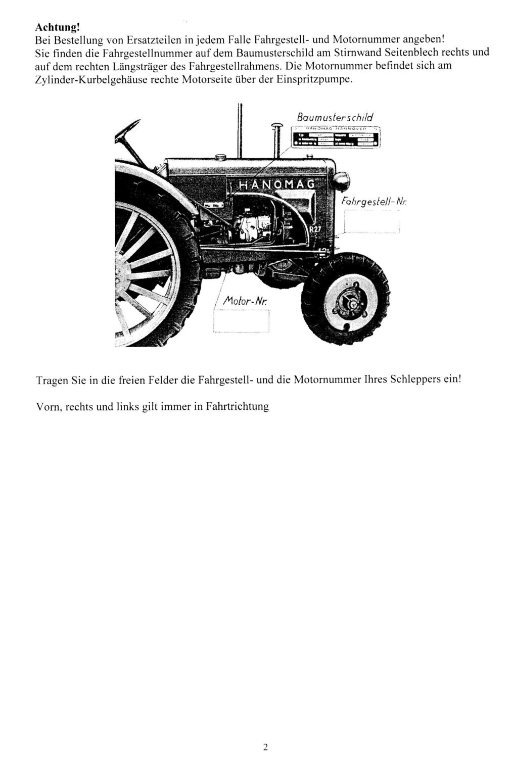 Hanomag R27 (identisch mit R22) Betriebsanleitung