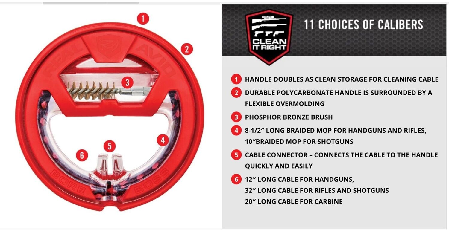 RealAvid Bore Boss - Reinigungsset Für Kaliber .45/.44 Waffen
