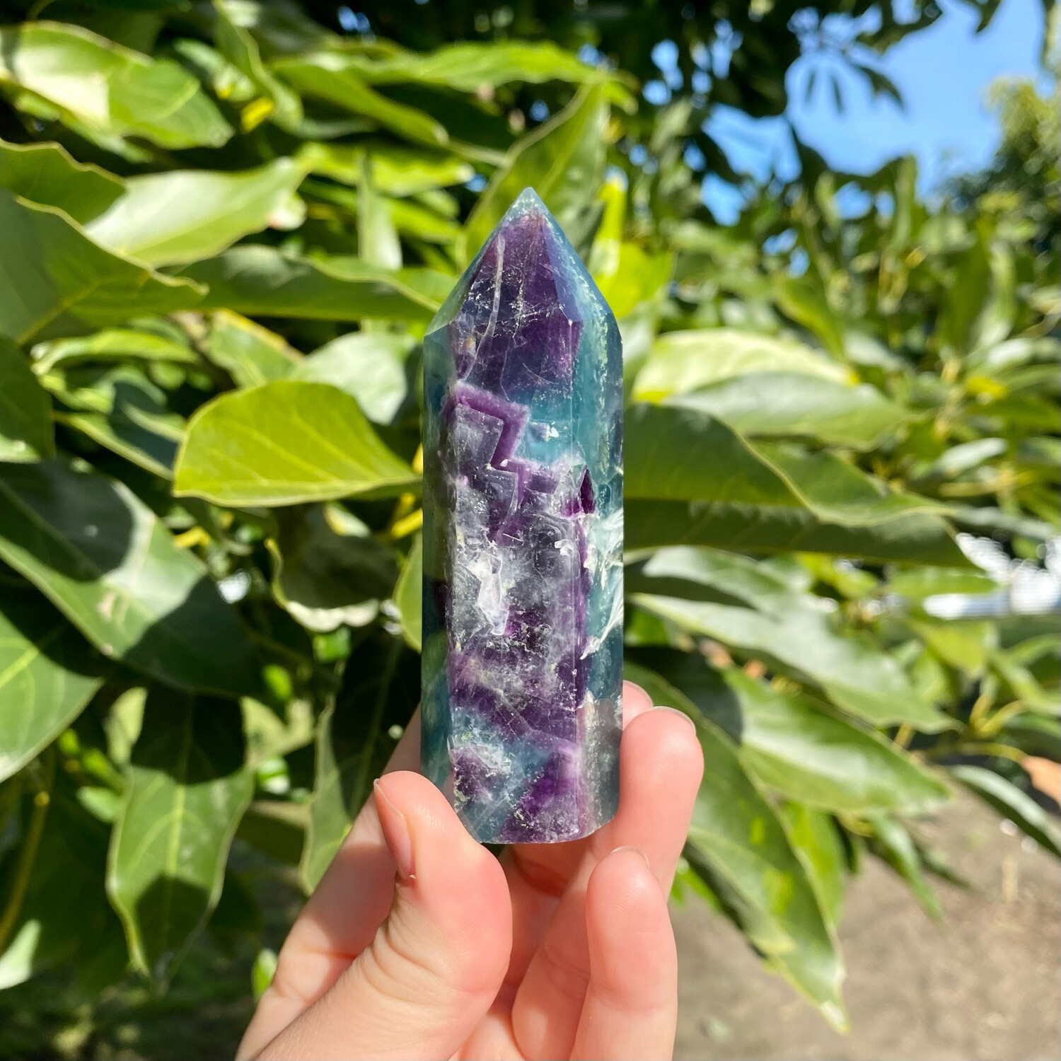Rainbow Snowflake Fluorite Point