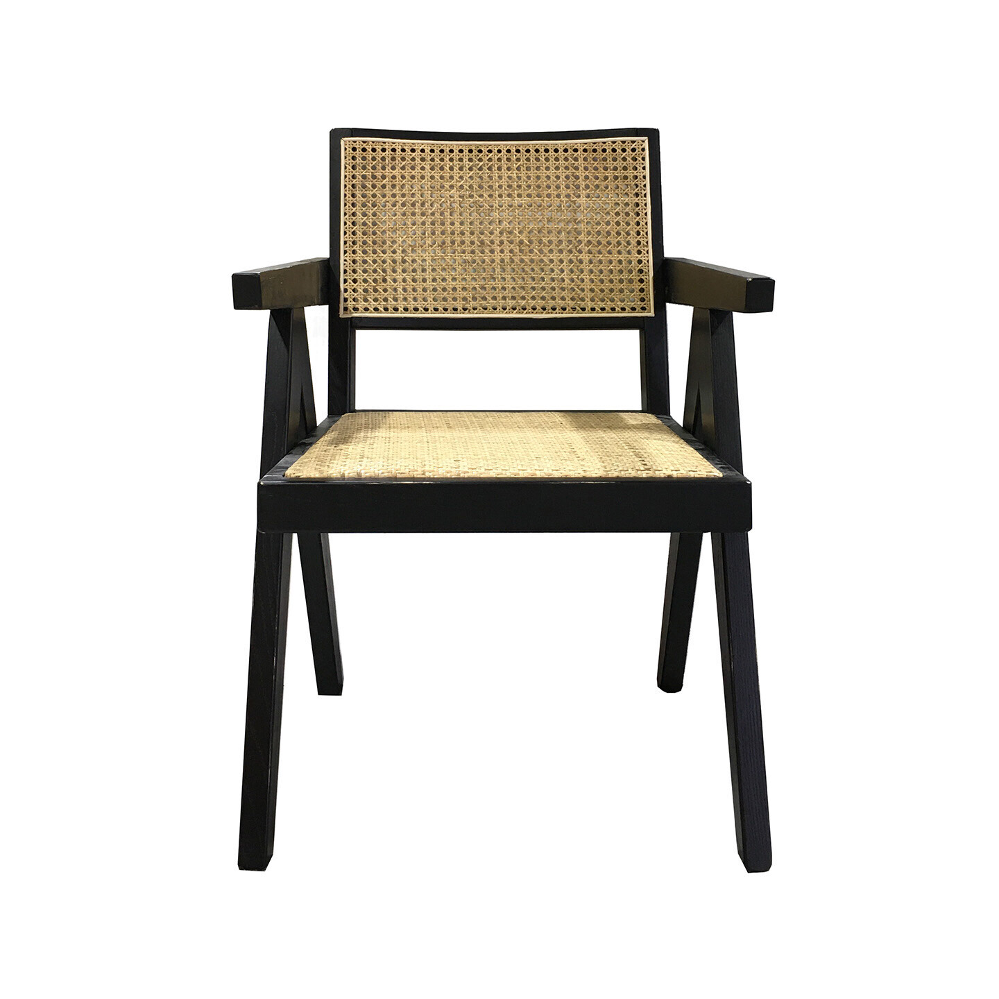 Rattan Arm Dining Chair Black