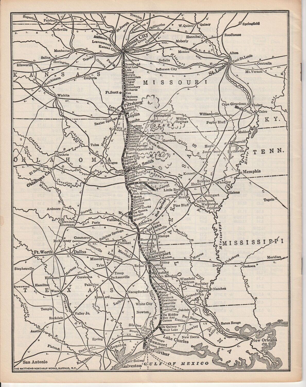 Kansas City Southern Railway Map 1939