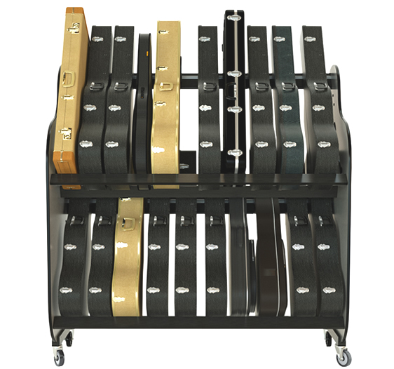 Classroom Double Stack Guitar Rack with Wheels Holds 2022 Guitars in
