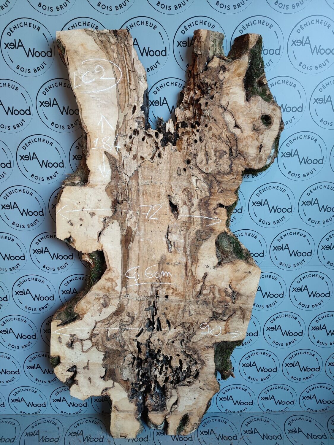 Planche érable R63 Loupe Bord Vivant – 24x16x1 – DIY Table Rivière époxy