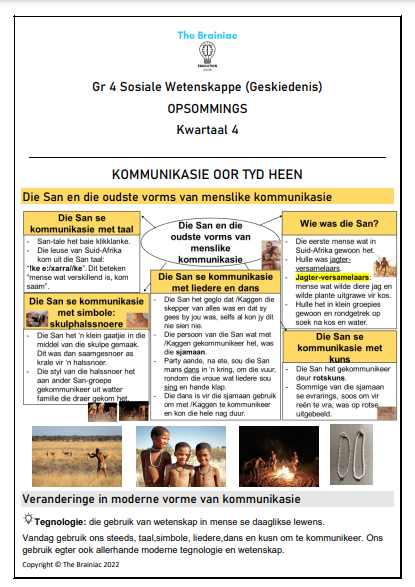 Gr 4 Sw Geskiedenis Opsommings Kwartaal 4