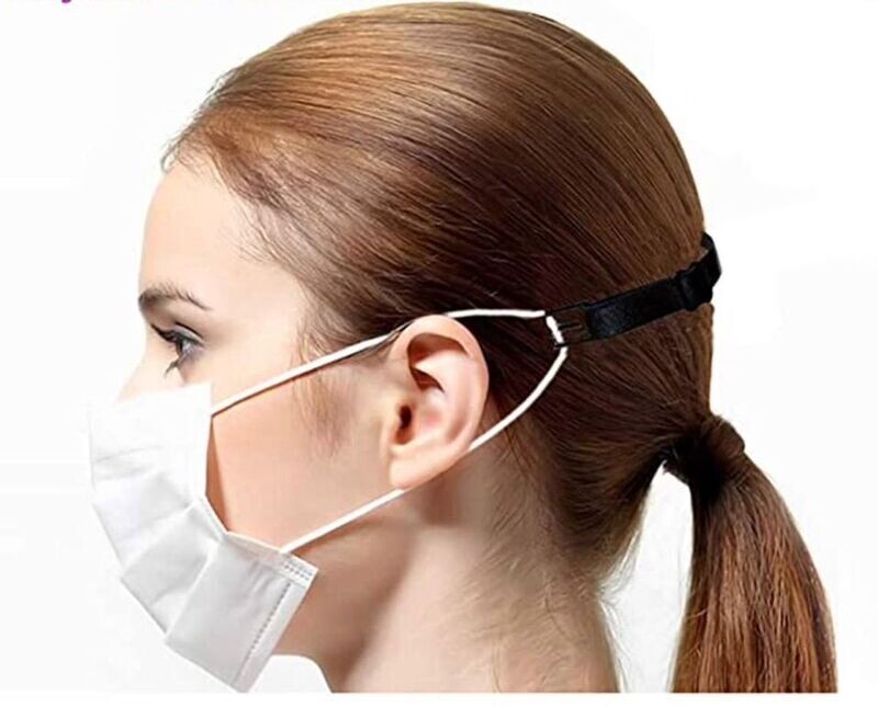 Maskenhalterung elastisch zur Entlastung der Ohren über Nacken und Hinterkopf