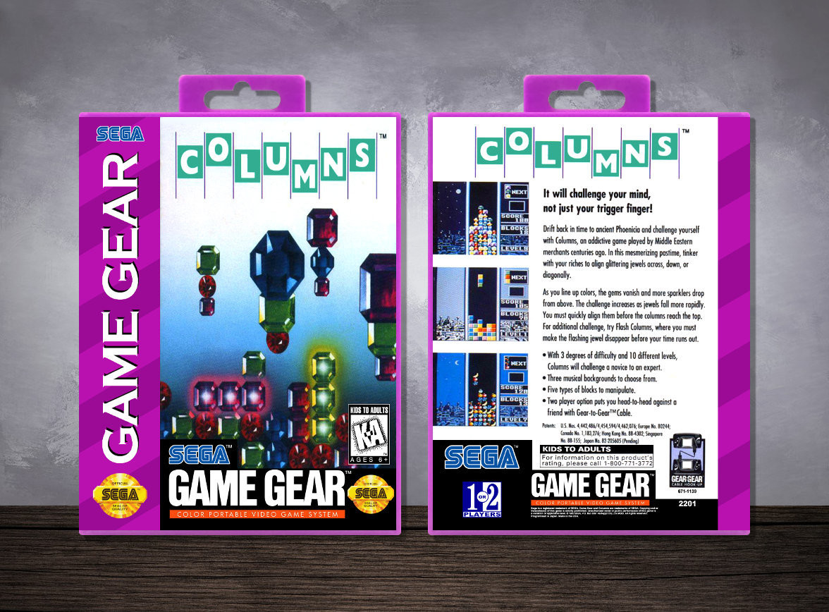 SEGA Game Gear Game Case Columns